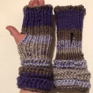 Image of Purple ad Grey knit fingerless mitts